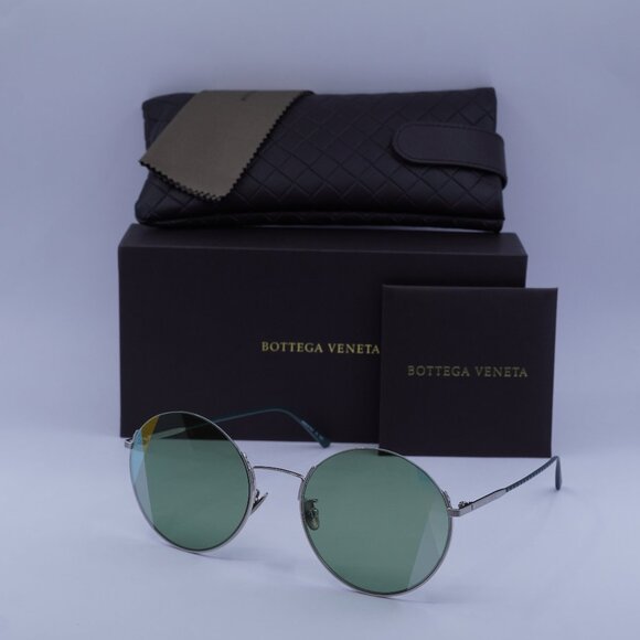Bottega Veneta BV0246S 004 Round Sunglasses - Silver \\ Green main image 10